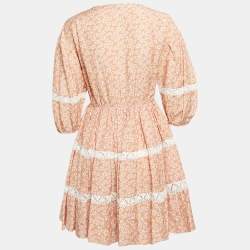 Pre Owned Maje Pink Floral Print Linen Blend Rayanik Mini Dress M