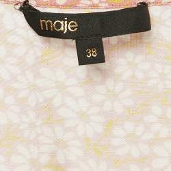 Pre Owned Maje Pink Floral Print Linen Blend Rayanik Mini Dress M