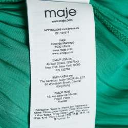 Maje Green Crepe Elasticized and Ruffle Detail Mini Dress M