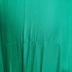 Maje Green Crepe Elasticized and Ruffle Detail Mini Dress M