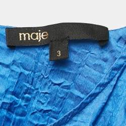 Maje Blue Textured Crepe Lace Trimmed Top and Skirt Set L