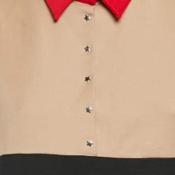 Pre Owned Maje Black/Beige Cotton Blend Mini Dress L