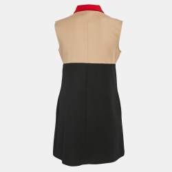 Pre Owned Maje Black/Beige Cotton Blend Mini Dress L