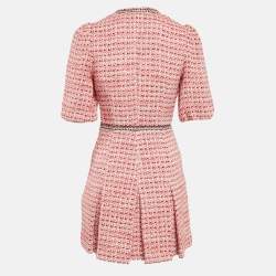 Pre Owned Maje Red Lurex Tweed V-Neck Mini Dress XS