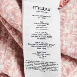 Pre Owned Maje Red Lurex Tweed V-Neck Mini Dress XS