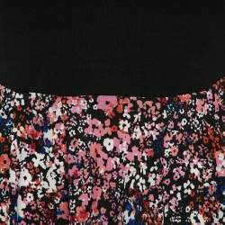 Pre Owned Maje Multicolor Floral Print Crepe and Cotton Knit Midi Dress S