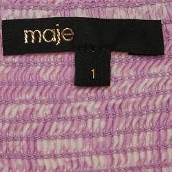 Pre Owned Maje Pink Paisley Print Satin Ruffled Crop Top S