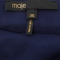 Pre Owned Maje Blue Fabric Floral Lace Midi Skirt S