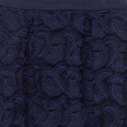 Pre Owned Maje Blue Fabric Floral Lace Midi Skirt S