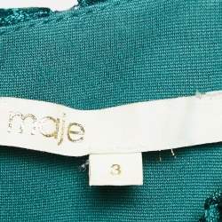Pre Owned Maje Emerald Green Embroidered Mesh Knee-Length Dress L
