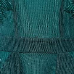 Pre Owned Maje Emerald Green Embroidered Mesh Knee-Length Dress L