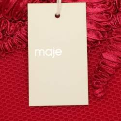 Pre Owned Maje Red Mesh Embroidered Mini Dress L