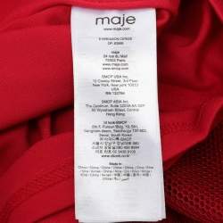 Pre Owned Maje Red Mesh Embroidered Mini Dress L