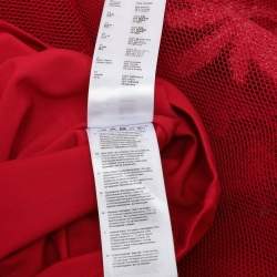 Pre Owned Maje Red Mesh Embroidered Mini Dress L