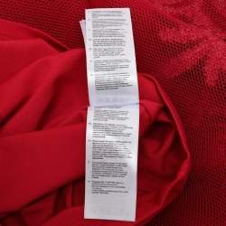 Pre Owned Maje Red Mesh Embroidered Mini Dress L