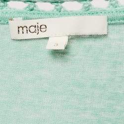 Maje Green Linen Knit Crochet Detail Top L