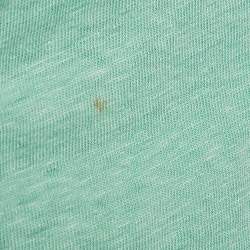 Maje Green Linen Knit Crochet Detail Top L