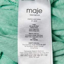 Maje Green Linen Knit Crochet Detail Top L