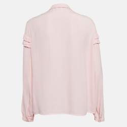 Pre Owned Maje Pink Crepe Tie-Up Neck Top L