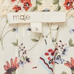 Maje Cream Printed Silk Top M