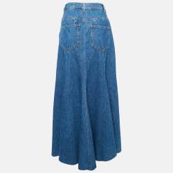 Pre Owned Maje Blue Denim Flared Asymmetric Midi Skirt XL