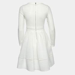 Maje White Patterned Mesh Fit and Flare Rossignol Mini Dress M