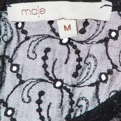 Maje Black Embroidered Crepe Top M