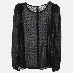 Maje Black Embroidered Crepe Top M