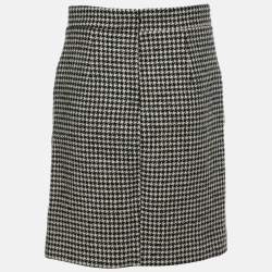 Maje White/Black Wool Blend Button Detail Mini Skirt M