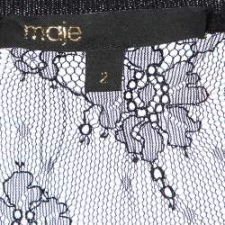 Pre Owned Maje Black Floral Lace Full Sleeve Top M