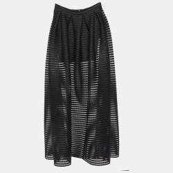 Maje Black Striped Mesh Jongle Maxi Skirt M/Waist 29"