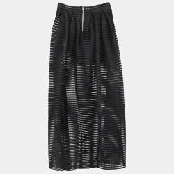 Maje Black Striped Mesh Jongle Maxi Skirt M/Waist 29"