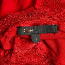 Maje Rouge Crepe & Lace Ritema Midi Dress M