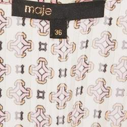 Maje Pink Printed Chiffon Shirring Detail Midi Dress S