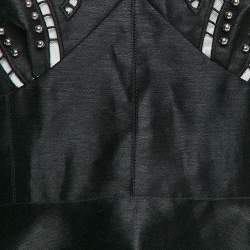 Maje Black Studded Linen Cut-Out Detail Mini Riclint Dress M