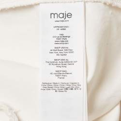Pre Owned Maje White Embroidered Gabardine Cotton Cut-Out Detail Mini Dress XL