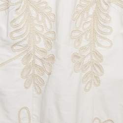 Pre Owned Maje White Embroidered Gabardine Cotton Cut-Out Detail Mini Dress XL