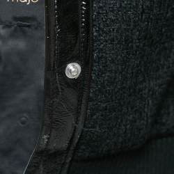 Maje Black Tweed Button Front Contrast Trimmed  Jacket XS
