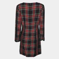 Maje Multicolor Check Fabric Draped Plaid Dress M