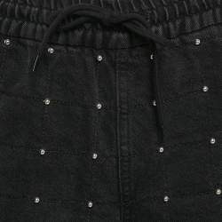 Pre Owned Maje Black Studded Denim Shorts M Waist 27"