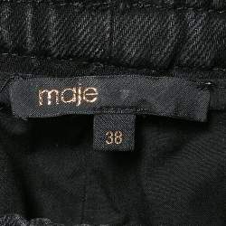 Pre Owned Maje Black Studded Denim Shorts M Waist 27"