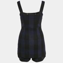 Pre Owned Maje Black/Blue Plaid Cotton Blend Double Breasted Mini Dress S