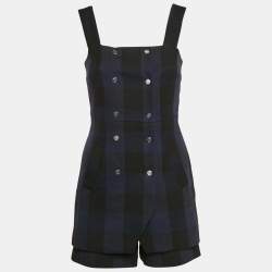 Pre Owned Maje Black/Blue Plaid Cotton Blend Double Breasted Mini Dress S