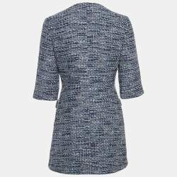 Pre Owned Maje Blue Lurex Tweed Button Front Mini Dress M