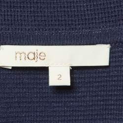 Pre Owned Maje Navy Blue Cotton Contrast Stitch Misla Polo Jumper M