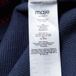 Pre Owned Maje Navy Blue Cotton Contrast Stitch Misla Polo Jumper M