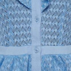 Maje Blue Lace Ruffled Cold Shoulder Reglisse Dress L