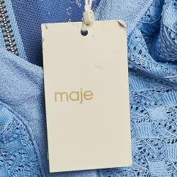 Maje Blue Lace Ruffled Cold Shoulder Reglisse Dress L