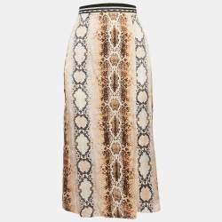 Maje Multicolor Snake Print Crepe Midi Skirt M