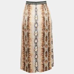 Maje Multicolor Snake Print Crepe Midi Skirt M